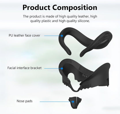 OKCSC VR Replacement Mask, Compatible with Meta Quest 3 Accessories, Mask Replacement 3-Piece Set, Includes PU Leather Mask, Face Interface Bracket and Nose Pads