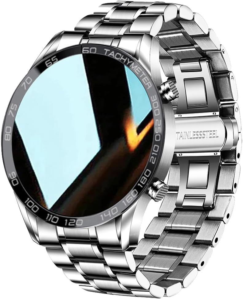 FILIEKEU Men Smart Watch for Android iOS, Bluetooth Calls Voice Chat with Heart Rate/Sleep Monitor Fitness Tracker, 1.3" Full Touch Screen IP67 Waterproof Stainless Steel Activity Tracker for Men,