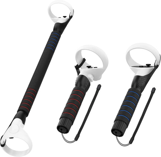 AMVR Gorilla Tag Long Arms Beat Saber Handles for Q2/Q1/Rift S, VR Controller Extension Grip Accessories 2 in 1 Dual/Long Stick Attachment to Play Multiple VR Games, Great Toy for Kids
