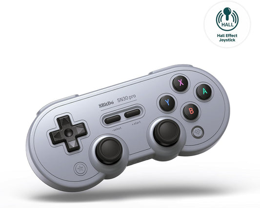 8BitDo SN30 Pro Bluetooth Controller, Hall Effect Joystick Update, Compatible with Switch, PC, macOS, Android, Steam Deck & Raspberry Pi (Gray)