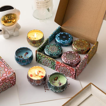 4 Pack Scented Candles Gift Set 80g x 4 100% Pure Natural Soy Wax Portable Travel Aromatherapy Tin Jar Candle for Birthday Christmas Valentine's Mother's Thanksgiving Day Women & Mom Gifts