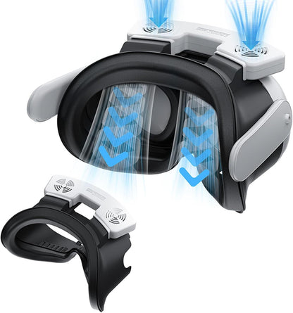 VR Dual Fan Compatible with MetaQuest 3 Air Circulation Fast Removal Anti-Fog Fitness Face Interface Bracket Face Cover Face Pad for Meta Quest 3