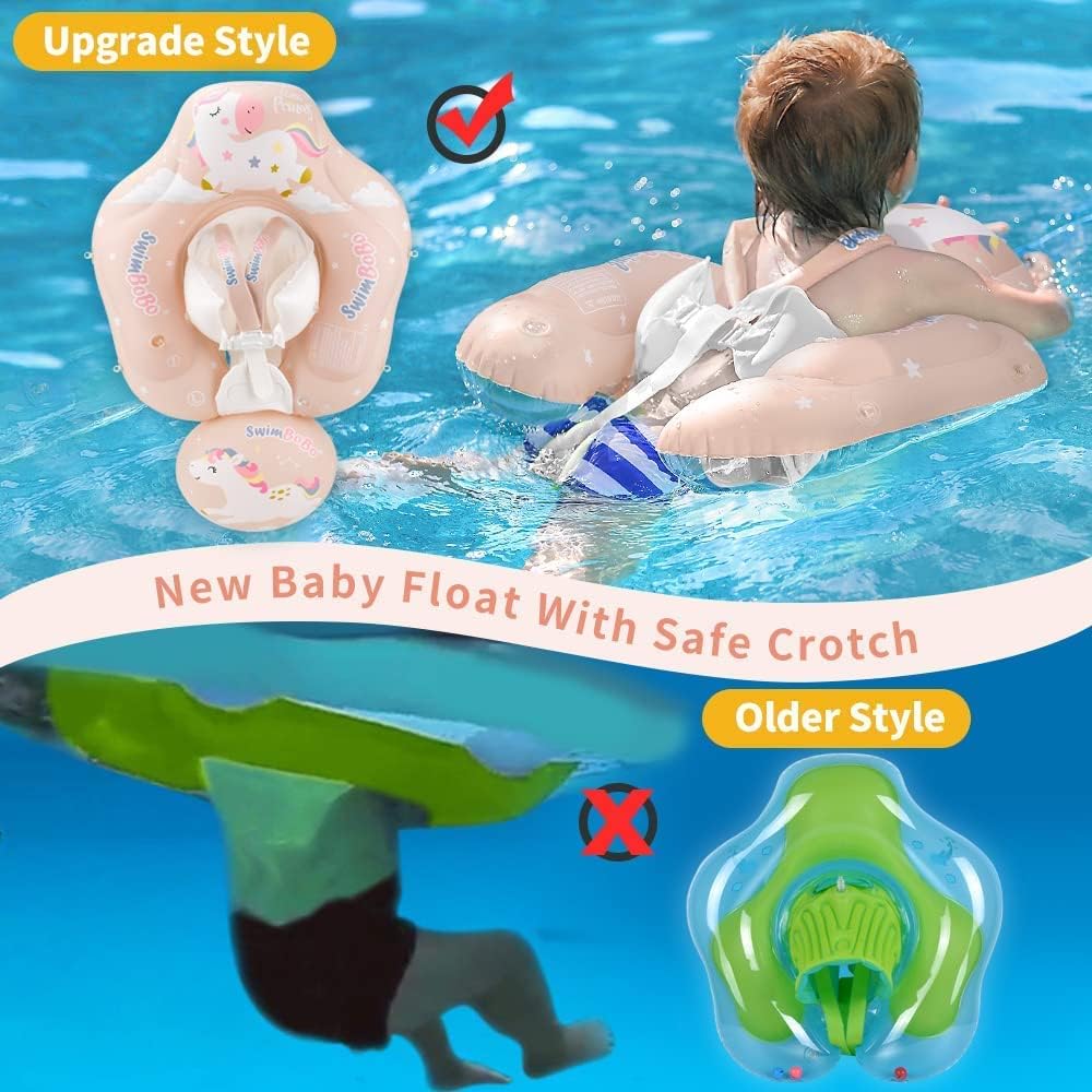 Kids Swimming Pool Float with Removable UPF 50+ Sun Protection Canopy, Infant Toddler Inflatable Swimming Rings for Age of 12-24 Months, Boys Girls Swimming Trainer