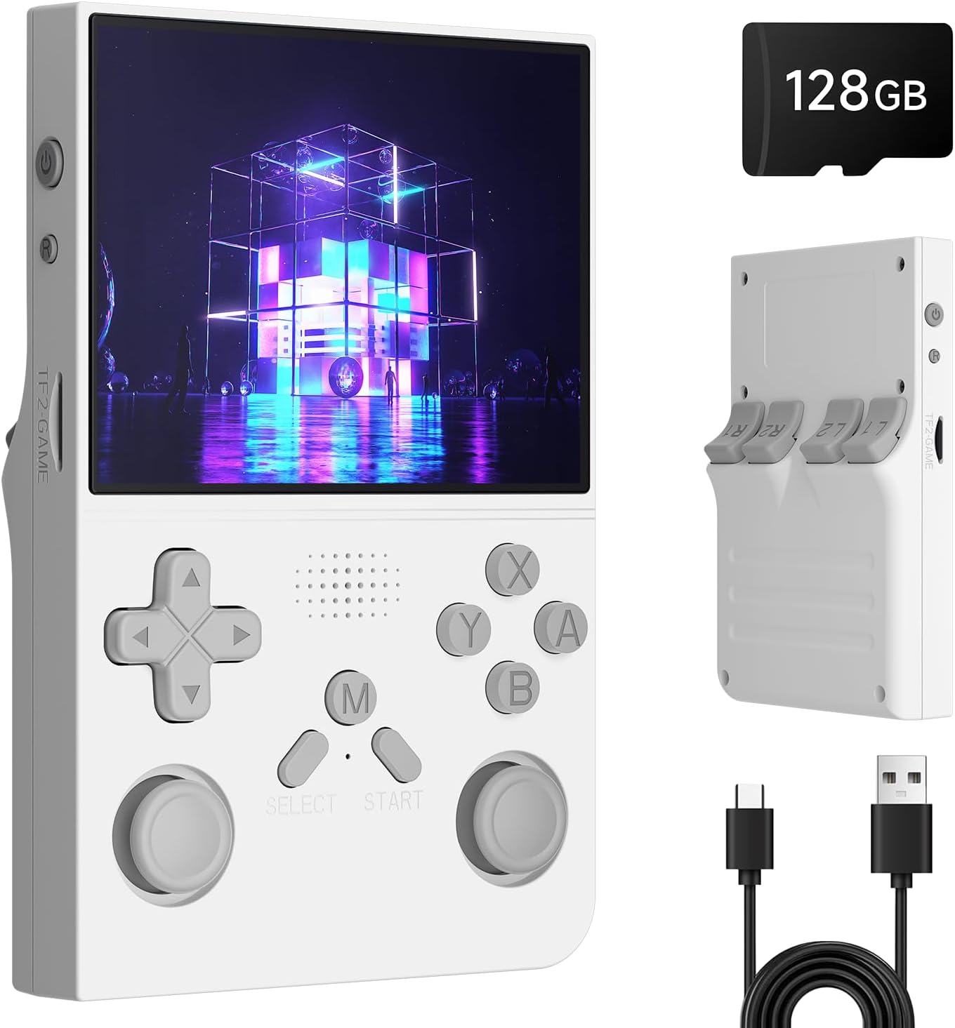 R40 Retro handheld model - 3.5 Inch IPS Screen, 128GB Storage, Portable Arcade Gaming Device, 3000mAh Battery, Type-C Charging, Red