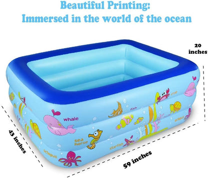 WateBom Inflatable Family Swim Center Pool with Inflatable Soft Floor, 70 inches Ocean World Kids Swimming Pool…