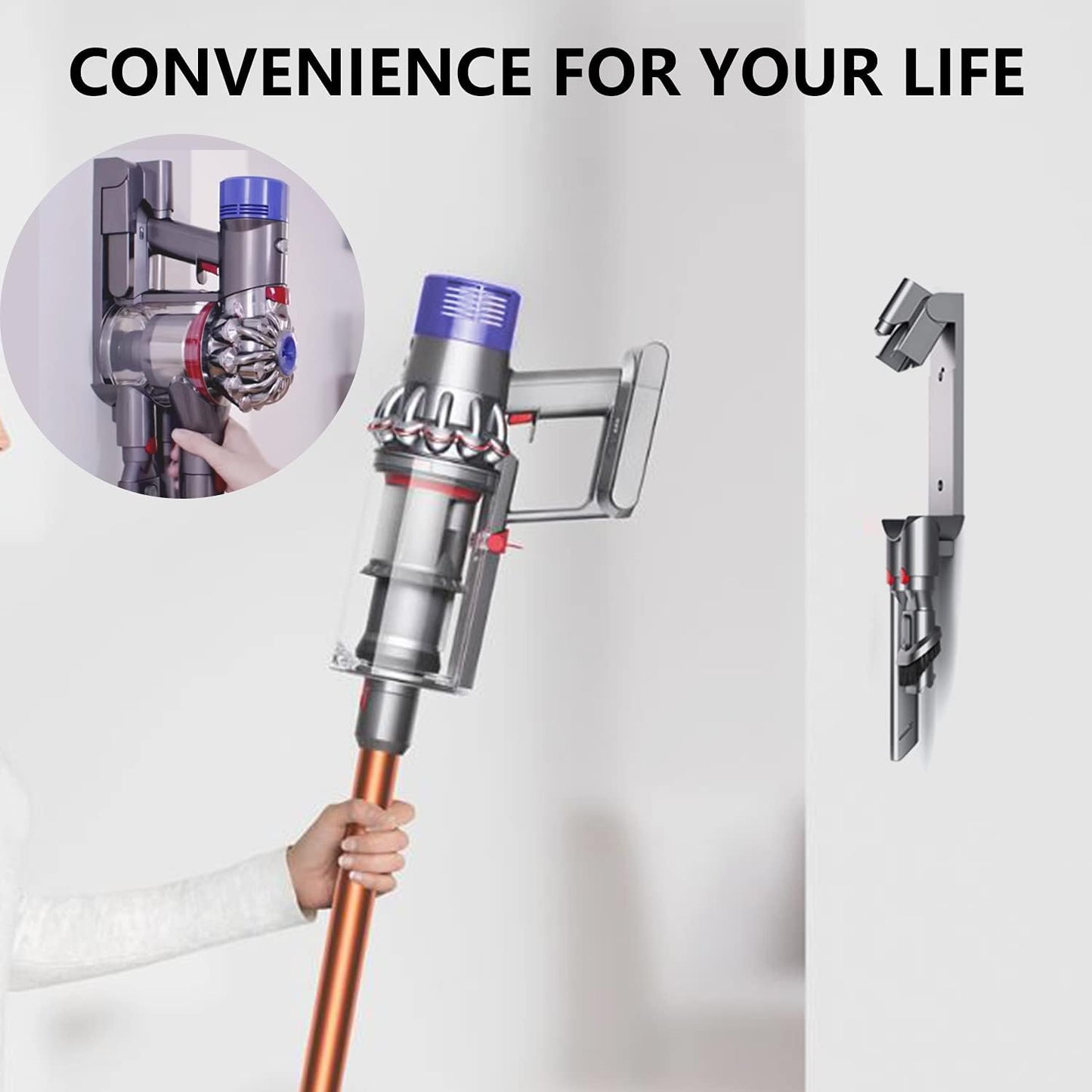 Improvedhand Docking Station Accessory Wall Mount Compatible with Dy.Son V7 V8 Cordless Vacuum Cleaner, Plastic, Dark Grey, 15cm x 6cm, Adapter, Vacuum Dock