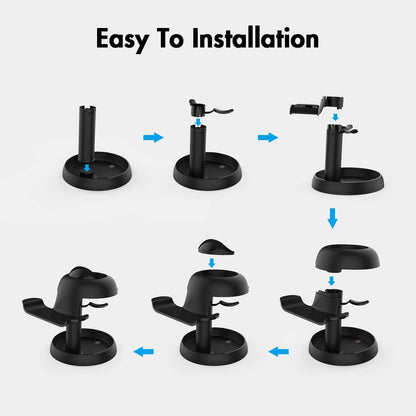 AMVR Stand Holder Compatible with Quest 3s/Quest 3/Quest 2/Pico 4/Vision Pro/for PSVR 2 - Universal VR Headset Display Dock, Stable Bracket Storage Round Base, Mount Install Easy