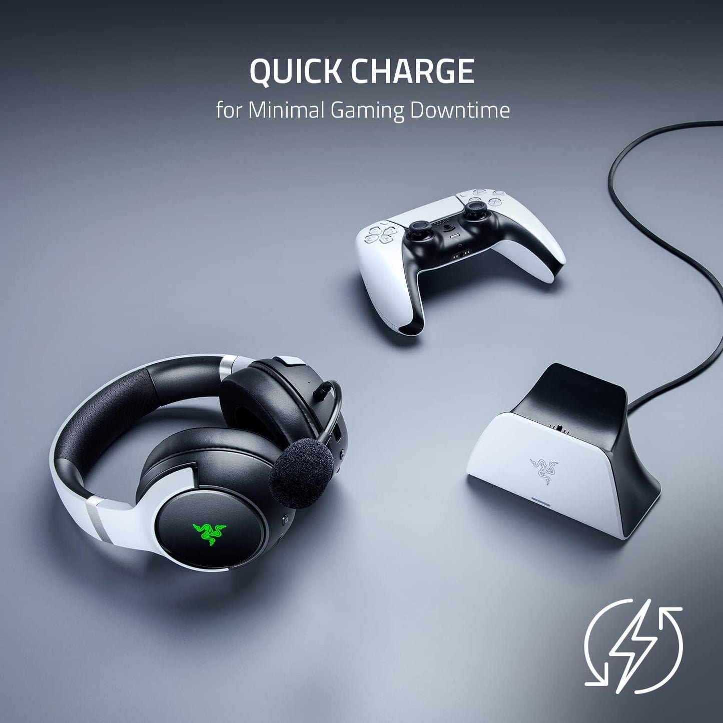 Razer Quick Charging Stand - Quick Charging Stand for PlayStation 5 Controller (Quick Charge, Curved Cradle Design, Powered by USB, One-Handed Navigation) Cosmic Red