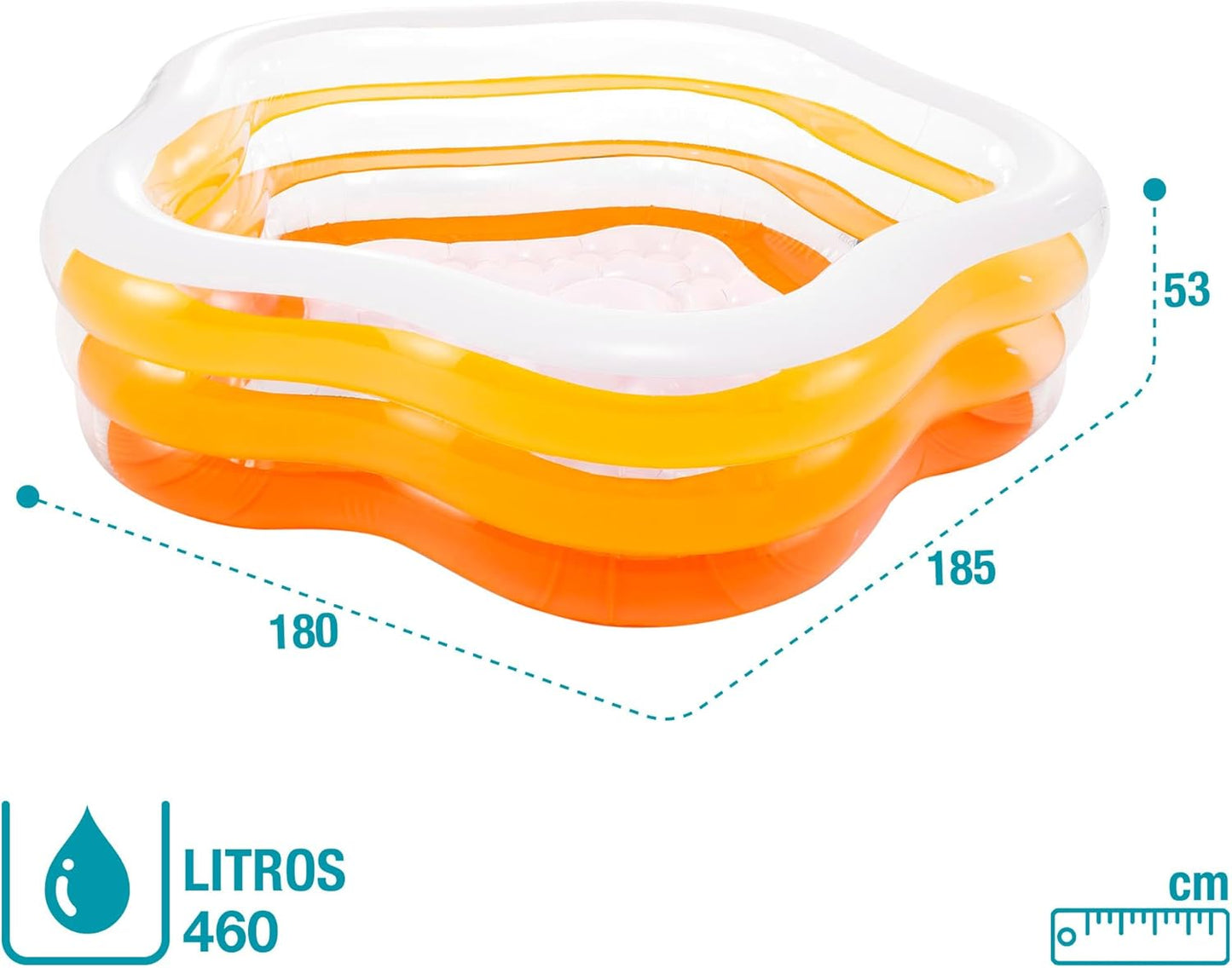 INTEX 56495NP - Summer Colors Pool, W/ Infl. Floor, Ages 3+, Size 1.85mx1.8mx53cm