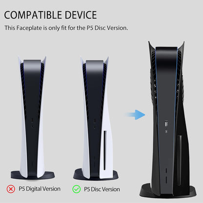 PS5 Faceplates with Cooling Vents Hard Shockproof Face Plate Cover Shell for Playstation 5 Disc Edition DOBEWINGDELOU PS5 Console Plates Replacement Side Plate Accessories Anti-Scratch Dustproof Protective ABS Case Black