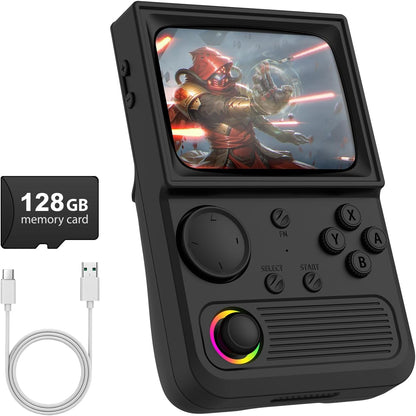 R36T Retro handheld model, 3.5'' IPS Screen CRT-Inspired, handheld model with 18000+ Classic Games Supports WiFi Networked Fighting and OTG, 3500mAh Battery, with Portable Case(Grey 64GB)