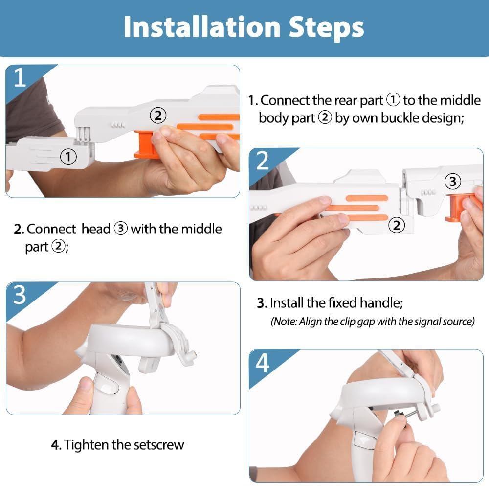 VR Controller Game Accessories Equipment for Oculus Quest 2 VR Game Gun for Oculus Quest 2 Accessories, P-istol Handle Accessories for FPS Game, Improved Gaming Shooting Experience (VR000104, White)