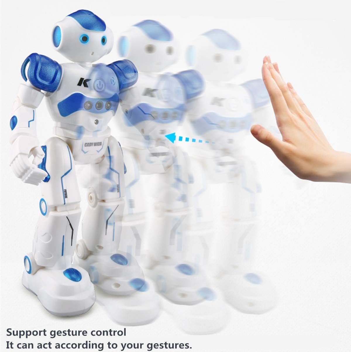 WEECOC RC Robot Toys Gesture Sensing Smart Robot Toy for Kids Can Singing Dancing Speaking Christmas Birthday Gift (Blue)