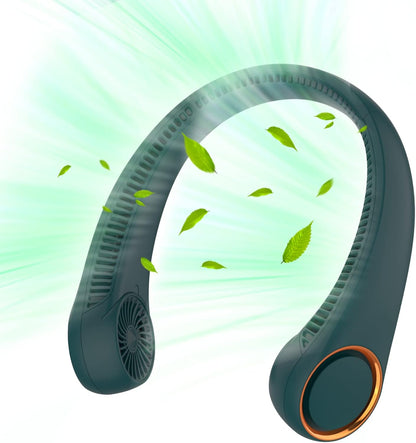 Portable Neck Fan, Hands Free Bladeless, 360° Cooling Personal Fan,Wearable Quiet Fan for Outdoor Indoor, Birthday Gifts for Men Women Mom Dad, 4000mAh Battery USB Rechargeable, 3-Speeds(Black)