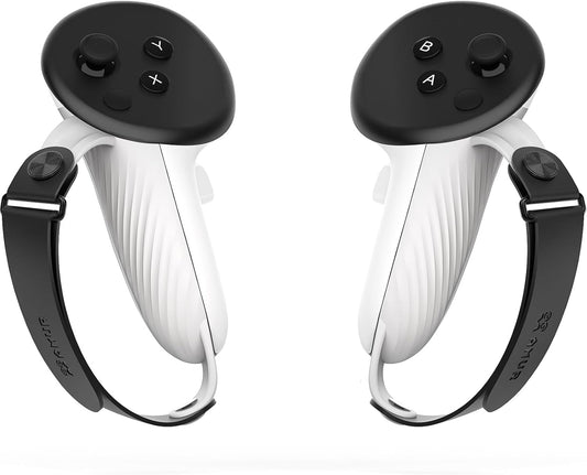 AMVR Controller Grips Compatible with Oculus/Meta Quest 3S/Quest 3 Accessories, Silicone Non-Slip Handle Cover, Adjustable Soft Hand Strap, 100% Signal(Not for Charging Dock)