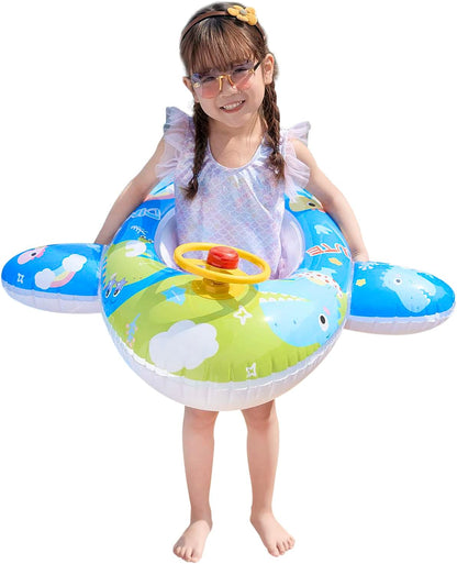 Cute Child Kids Inflatable Pool Float PVC Summer Swim Float Air Bed Lake Boat Swimming Floats with 2 Handles Surfing Raft Bodyboard Floating Mattress Seat Swim Ring for Girls Boys 1-5 Years
