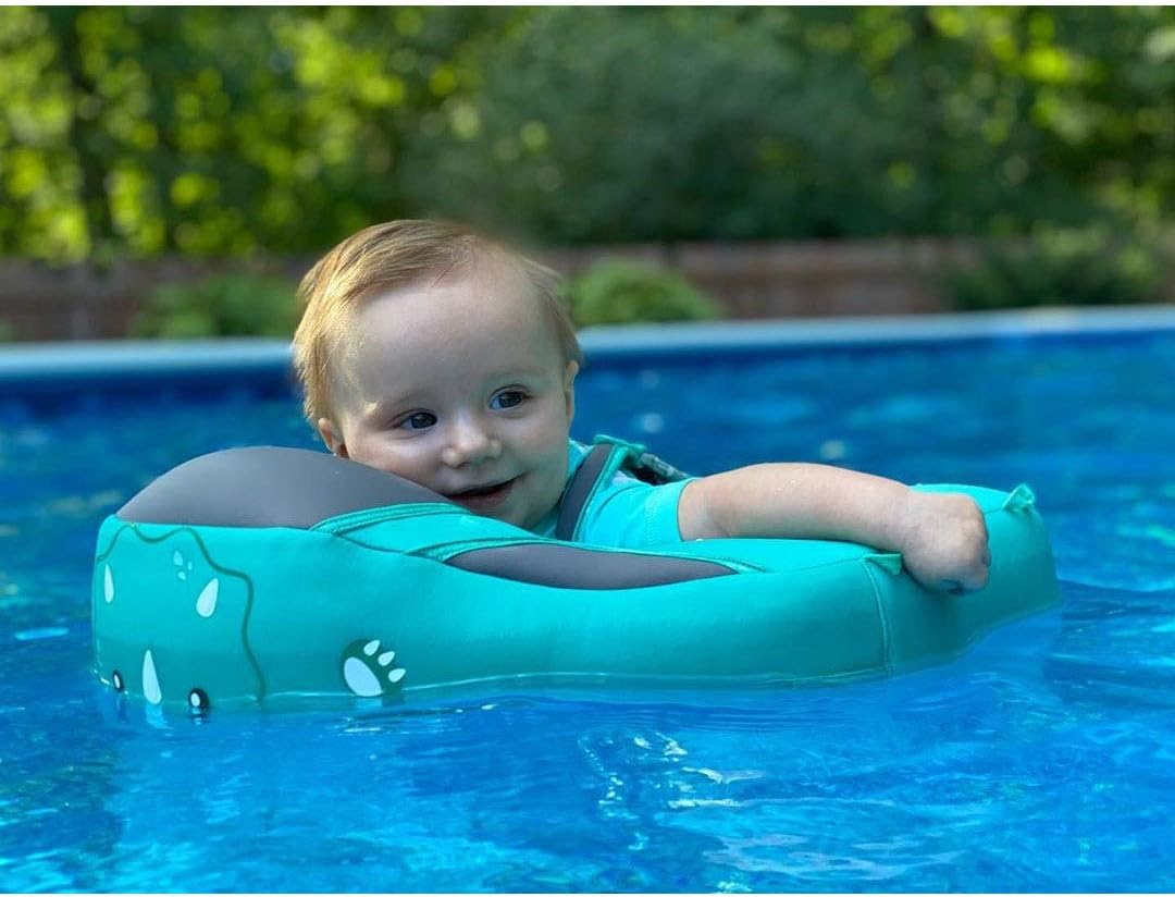 Mambobaby Float Non Inflatable Smart Swim Trainer Newest Size Improved Add Tail Never Flip Over UPF 50+ Sun Canopy Baby Swim Float Mambo Baby Float Solid Swimming Ring Infant Pool Float
