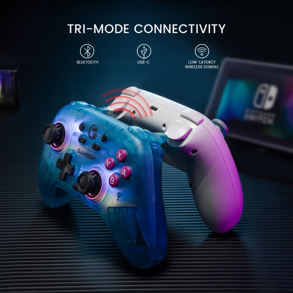 GameSir Nova Wireless Switch Pro Controller for Switch/Lite/OLED, Switch Controllers with Hall Sticks, RGB LED, 1200mAh Rechargeable, Turbo,Programmable,Motion Control, Wake Up Function(Nova(Wihte))