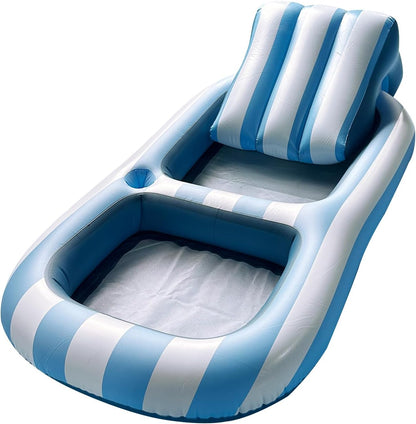 Pool Float Adult, 67″ × 35″ Large Inflatable Lounger Float, Pool Floats for Adults Heavy Duty with Headrest & Cup Holder, Floaties for Backyard, Lake, Beach