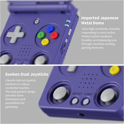 RG34XXSP Foldable Retro handheld model , 3.4 Inch IPS Screen Linux System Sunken Dual Joystick Built-in 64G TF Card 5000+ Games Handheld Emulator Support 5G WiFi Bluetooth TV Output(Indigo)