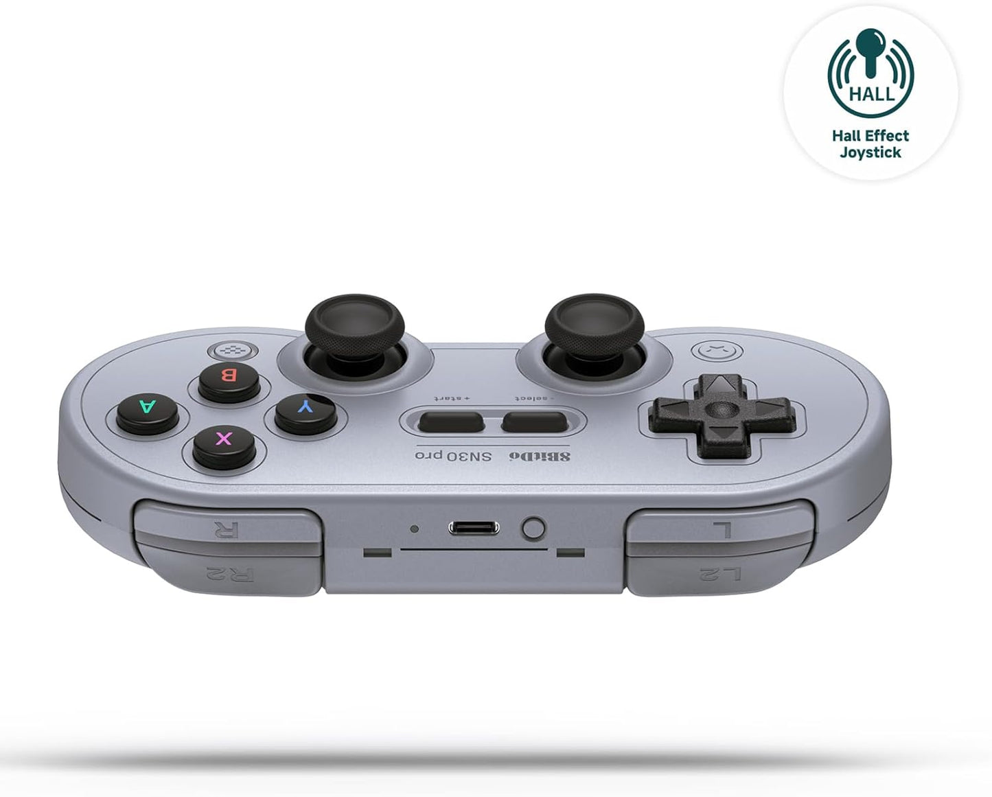 8BitDo SN30 Pro Bluetooth Controller, Hall Effect Joystick Update, Compatible with Switch, PC, macOS, Android, Steam Deck & Raspberry Pi (Gray)