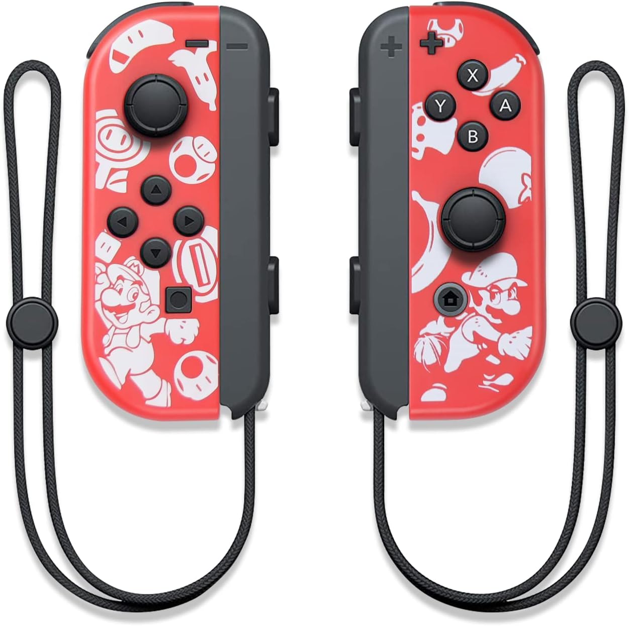 Wireless Controllers Compatible with Switch/Switch OLED/Switch Lite, Dual L/R Motion Controllers with Wake-Up Function, 6-Axis Gyro & Wrist Straps – Grey