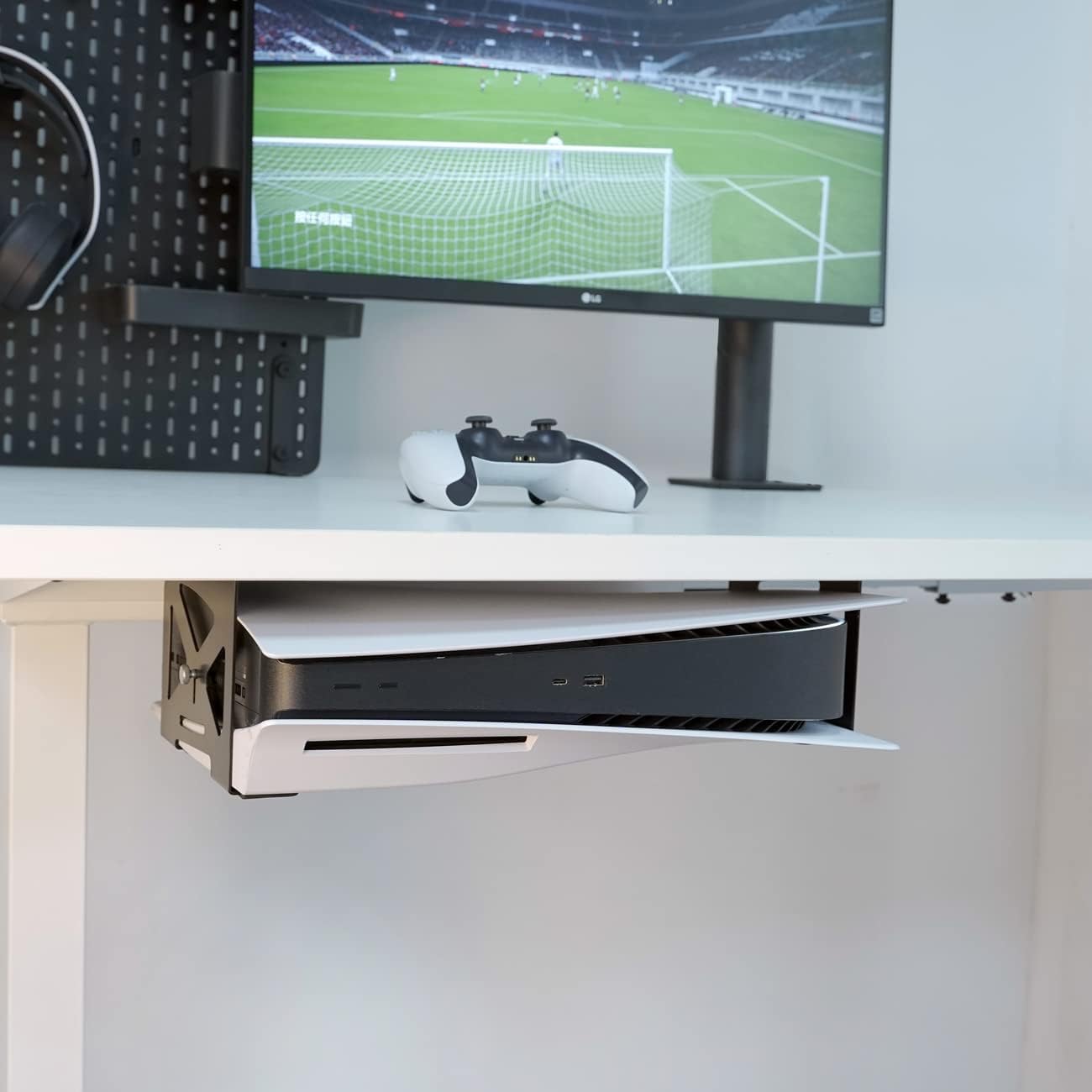 Monzlteck Under Desk Holder for PS5/PS5 Slim,Stealth Mount Compaitble with PlayStation 5 Disc & Digital Edition Console,Space Saving,DP-05