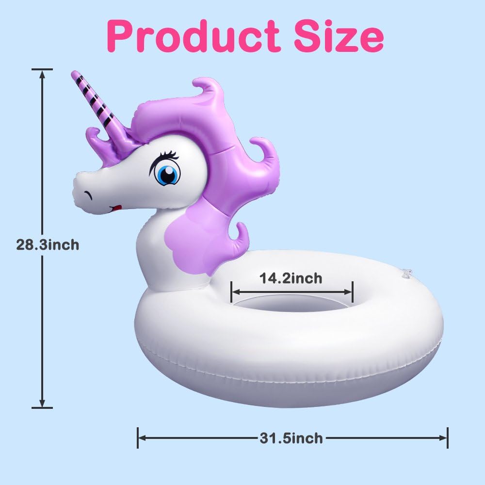 Unicorn Pool Float, Pool Floats for Kids Inflatable Unicorn Float for Pool Kids Floaties Swim Rings Summer Toys for 5 10 Year Old Girls Boys Toddlers Child Floating Tubes