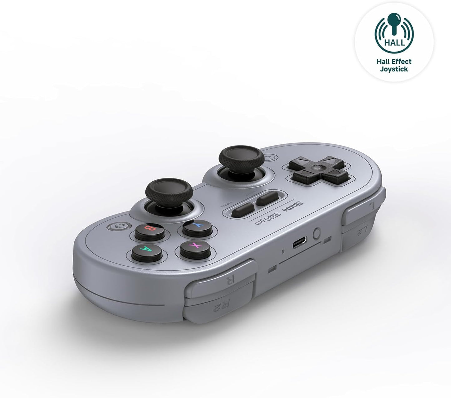 8BitDo SN30 Pro Bluetooth Controller, Hall Effect Joystick Update, Compatible with Switch, PC, macOS, Android, Steam Deck & Raspberry Pi (Gray)