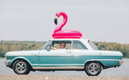 BigMouth Inc Pink Flamingo Pool Float, Inflates to Over 4ft. Wide, Funny Inflatable Vinyl Summer Pool or Beach Toy, Patch Kit Included