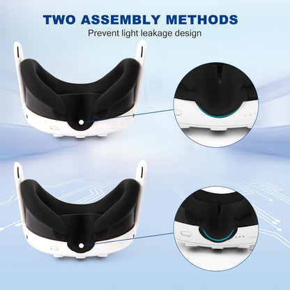 VR Accessories Set for Oculus/Meta Quest 3 Controller Grip and VR Silicone Face Pad,VR Shell Protection Cover,VR Controller Thumbstick Covers(Black)
