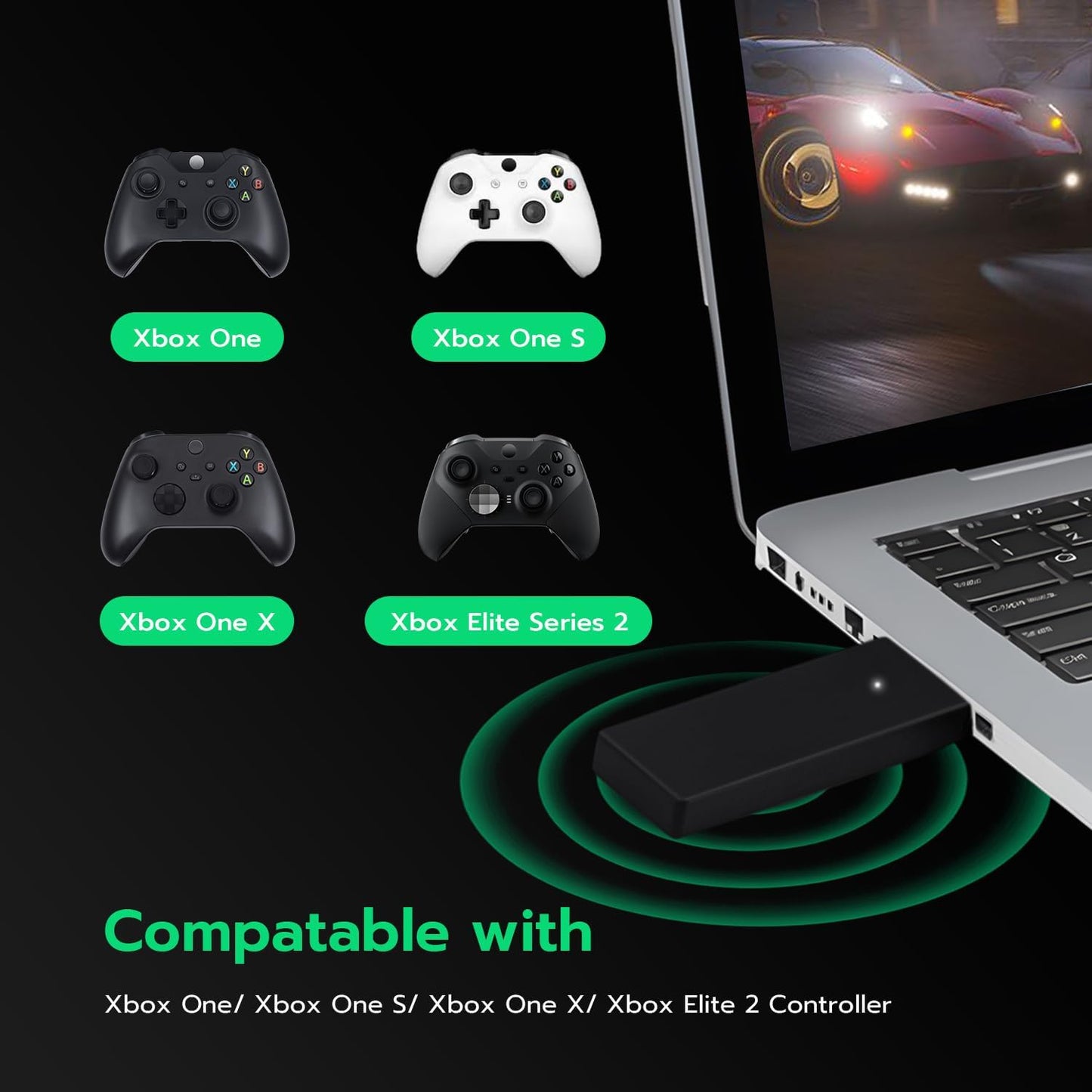 Mcbazel Wireless Adapter for Xbox One, Gaming Receiver Compatible with Windows 7, 8, 8.1, 10,11/ PC/Xbox One S&X/Xbox Elite 1/2