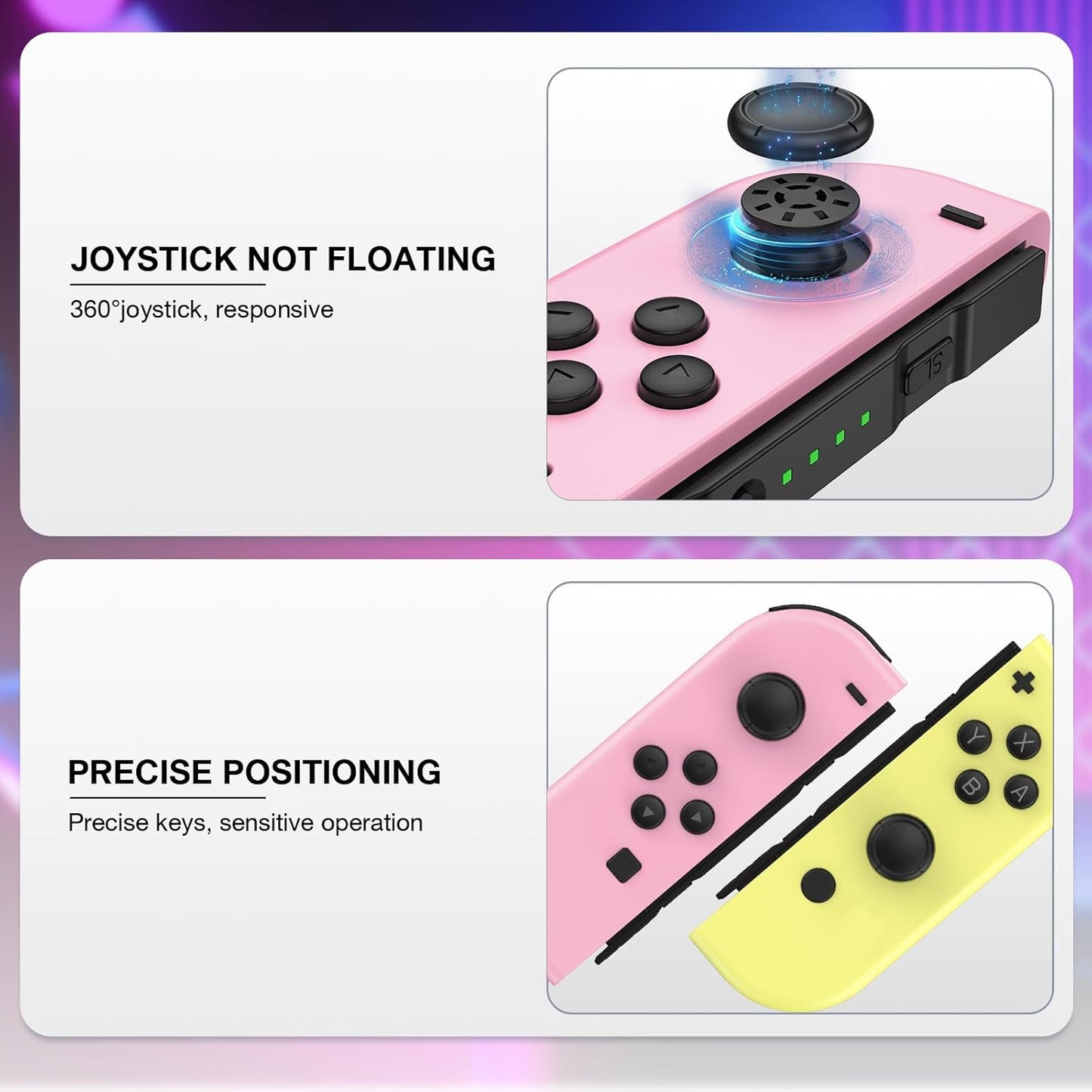 Wireless Controller Compatible with Nintendo Switch, Left & Right Game Controllers with Dual Vibration, Motion Control & Wake-Up Function
