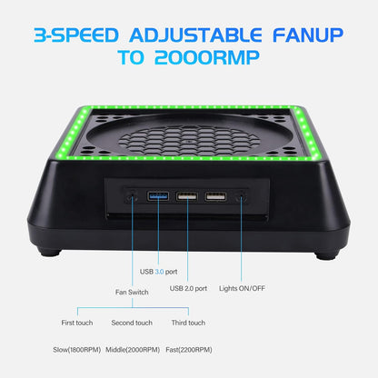 TechKen Cooling Fan Stand Dock for Xbox Series X, 3 Level Speed Fan Adjustable 3 Mode Colorful LED RGB Light Dock (Small)