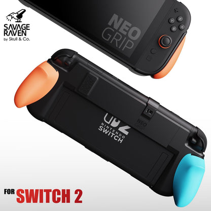 Skull & Co. NeoGrip Ergonomic Grip Bundle Compatible with Nintendo Switch 2, Replaceable Grip Handheld Case with Carrying Case – Black