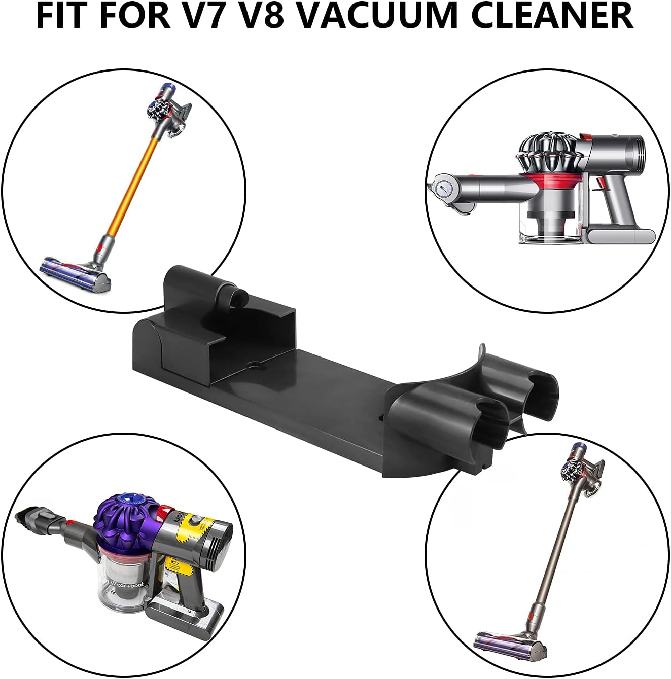 Improvedhand Docking Station Accessory Wall Mount Compatible with Dy.Son V7 V8 Cordless Vacuum Cleaner, Plastic, Dark Grey, 15cm x 6cm, Adapter, Vacuum Dock
