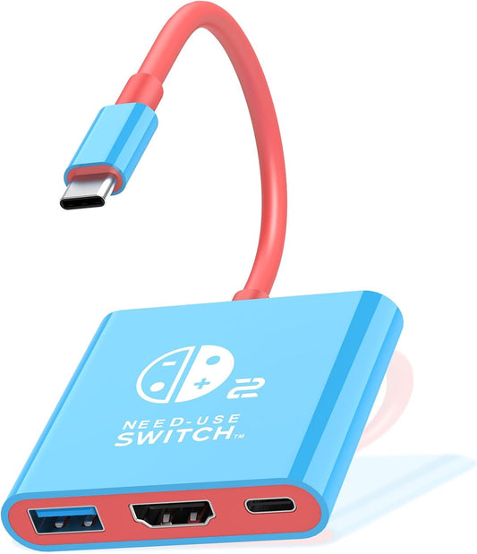 3-in-1 Switch 2 Dock, HARIBOL Portable Travel Dock for Nintendo Switch 2/Switch/OLED/ROG Ally/Legion GO, Switch 2 TV Docking Station Adapter with HDMI 4K@60Hz, USB 3.0 and PD 100W