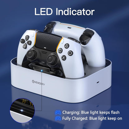 NEWDERY for PS5 Controller Charger Station Compatible with Dualsense Edge, Fast Charging Dock Stand with Cable, Dual Charging Station for PS5 &for Dual-Sense Edge Controller