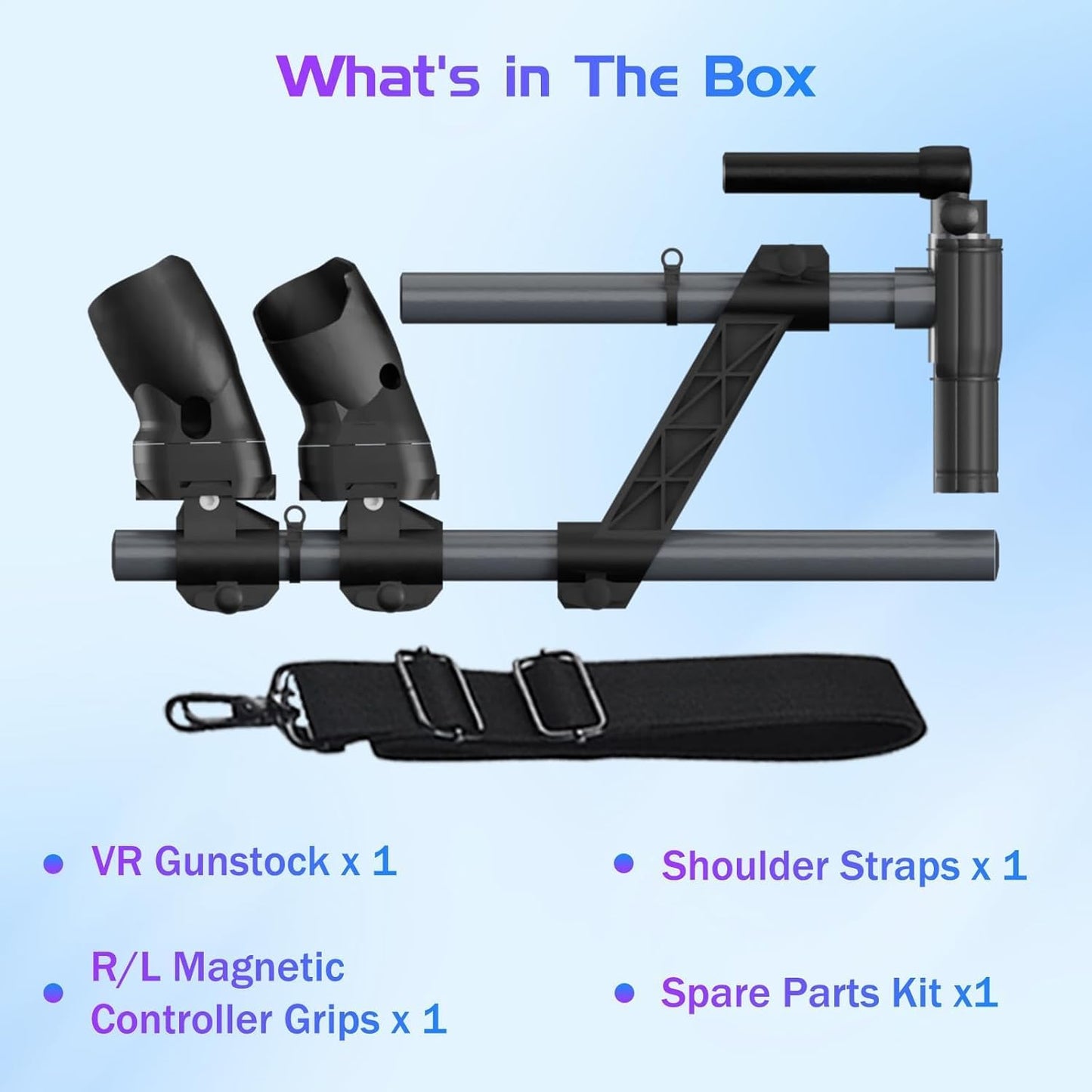 snap-fit VR blaster Stock for Quest 3, Rifle Grip VR Stock Controller Accessories Compatible with MetaQuest 3s, Lightweight & Quick Removable Quest3 Control snap-fit blasterstock Adapter (Black)