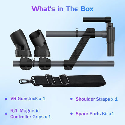 snap-fit VR blaster Stock for Quest 3, Rifle Grip VR Stock Controller Accessories Compatible with MetaQuest 3s, Lightweight & Quick Removable Quest3 Control snap-fit blasterstock Adapter (Black)