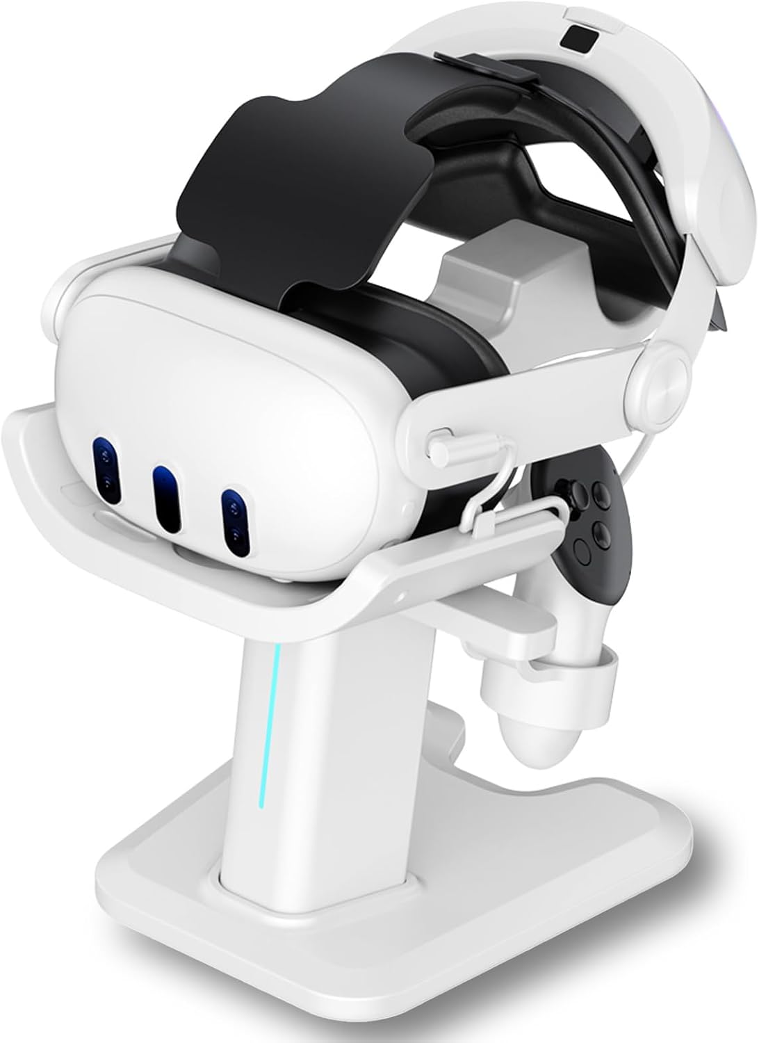 RGB Charging Dock and Vertical Stand for Quest 3S, Quest 3, Quest 2 and Quest Pro, VR Headset Controller Charging Station, White