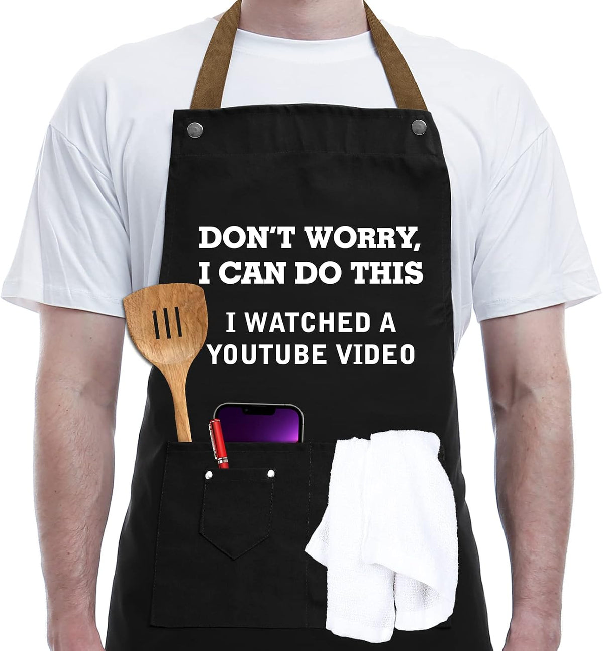 Funny Cooking Apron for Men, Women - Birthday Gifts for Mom, Wife, Dad, Gag Gifts for Boyfriend, Gifts for Brother, Sister