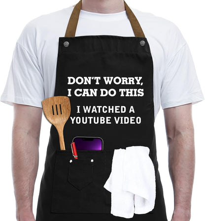 Funny Cooking Apron for Men, Women - Birthday Gifts for Mom, Wife, Dad, Gag Gifts for Boyfriend, Gifts for Brother, Sister