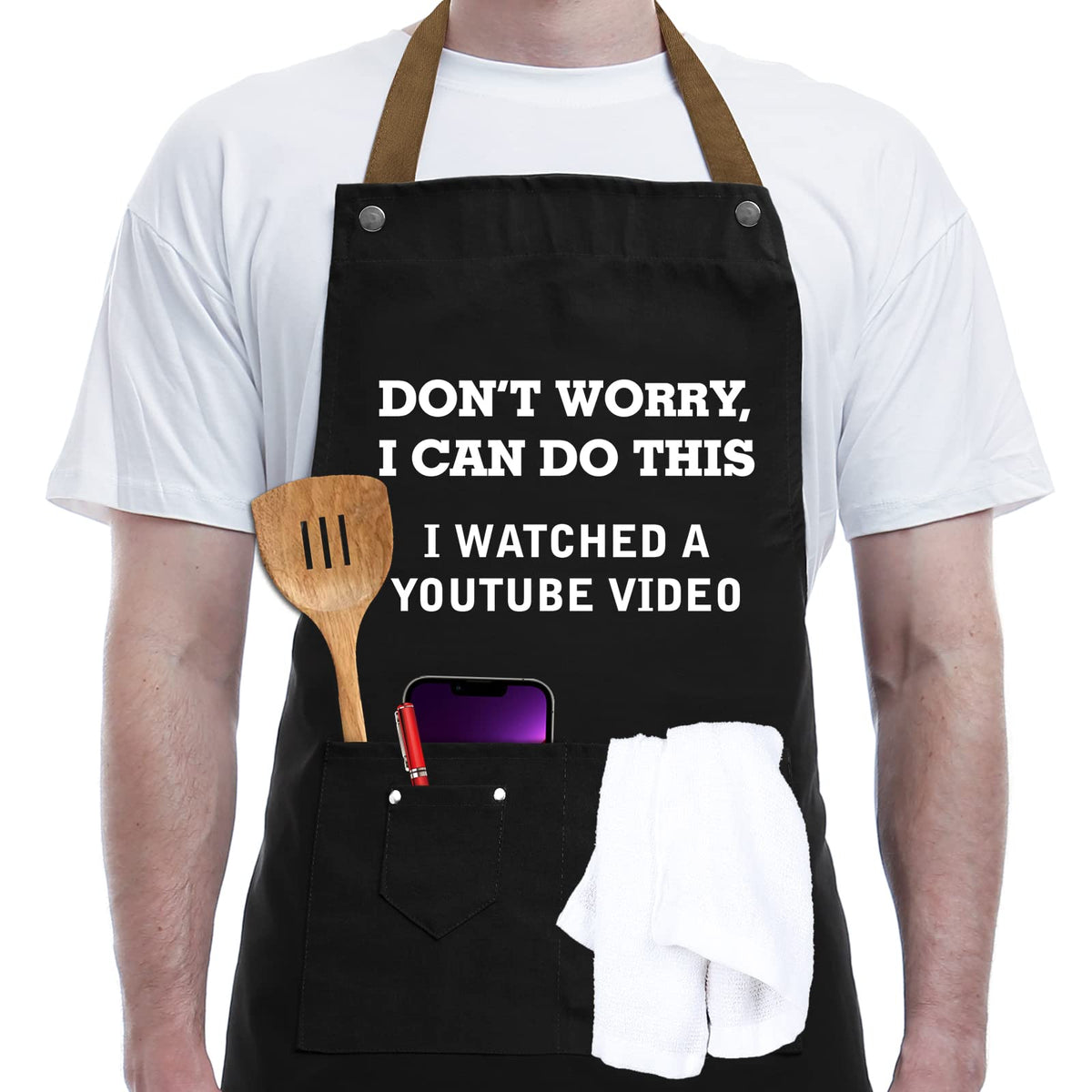 Funny Cooking Apron for Men, Women - Birthday Gifts for Mom, Wife, Dad, Gag Gifts for Boyfriend, Gifts for Brother, Sister