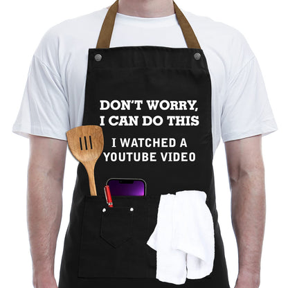 Funny Cooking Apron for Men, Women - Birthday Gifts for Mom, Wife, Dad, Gag Gifts for Boyfriend, Gifts for Brother, Sister