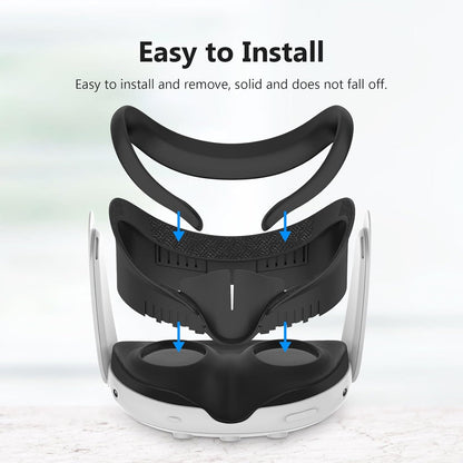 OKCSC VR Replacement Mask, Compatible with Meta Quest 3 Accessories, Mask Replacement 3-Piece Set, Includes PU Leather Mask, Face Interface Bracket and Nose Pads