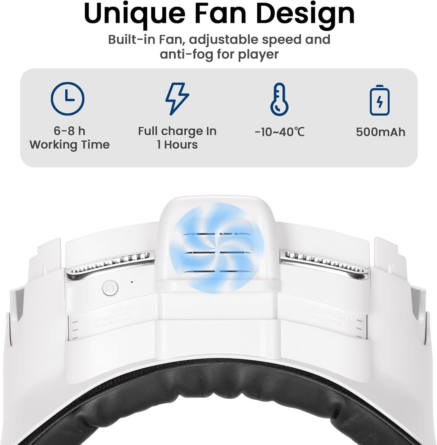 Face Cover with Soft Leather Pad for Oculus/Meta Quest 3, Facial Interface with Cooling Fan to Relieve Lens Fogging and Hot Air