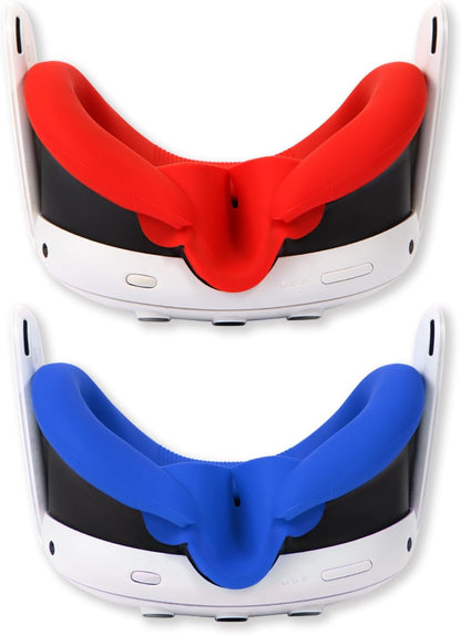 4Pcs VR Silicone Face Cover for Oculus Quest 3,Light-Thin VR Face Pads,Waterproof Anti-Dirty Replacement Facial Cushion VR Pads Accessories (Black+Grey+Blue+Red)