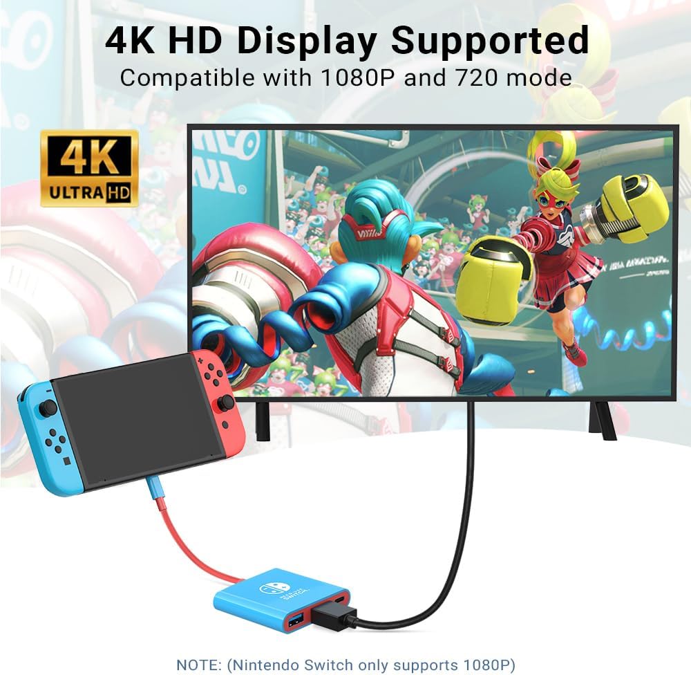 Switch Dock, 4K@60Hz Switch Docking Station 3 in 1 Switch Travel Dock with HDMI USB 3.0 PD100W Charing Port for Nintendo Steam Decck MacBook Laptop NOT for Switch2