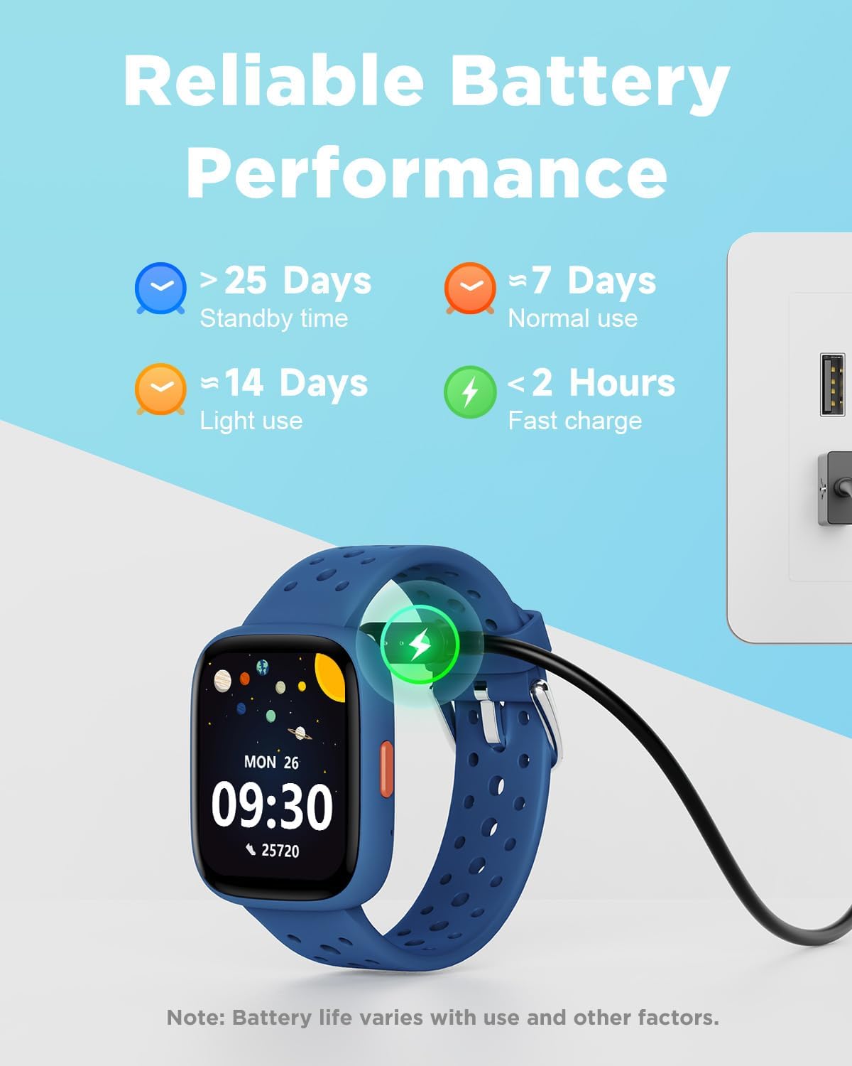 BIGGERFIVE Smart Watch for Kids No APP No Phone Needed, 1.8" Fitness Tracker Watch Pedometer, Sleep Monitor, IP68 Waterproof, Step Counter, Puzzle Games for Girls Boys Teens 5-16, Black